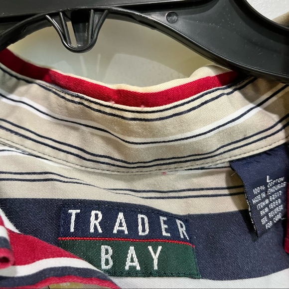 Striped Trader Bay Casual Button Down Shirt Mens Large - Picture 2 of 4